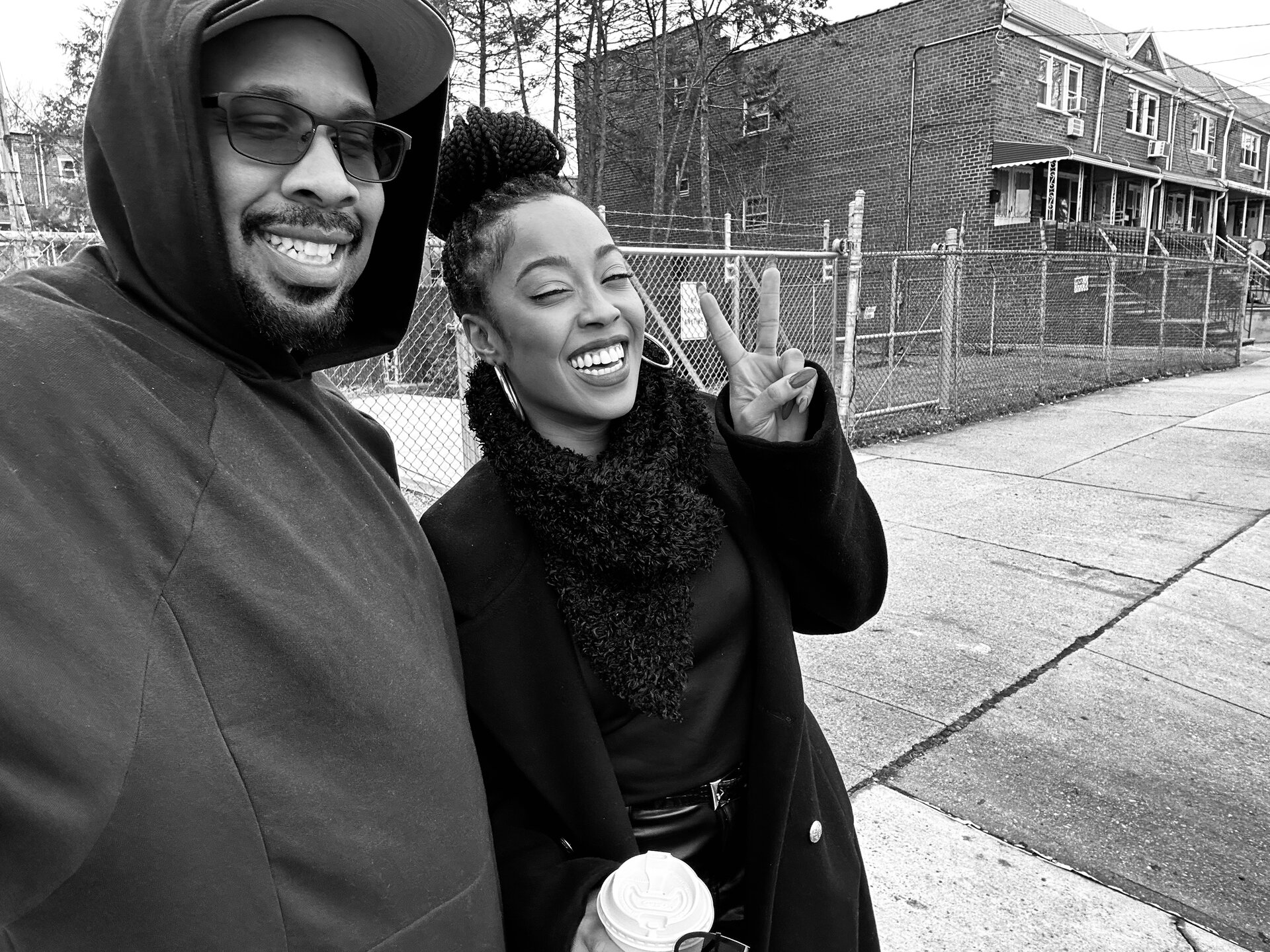 Brandon Wilkerson with collaborator on location